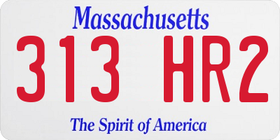 MA license plate 313HR2