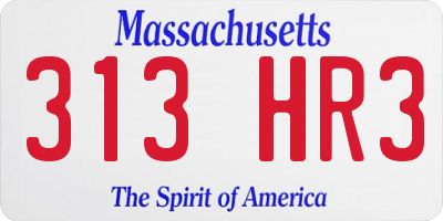 MA license plate 313HR3