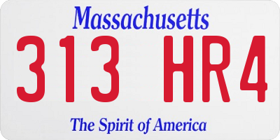 MA license plate 313HR4