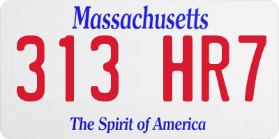 MA license plate 313HR7