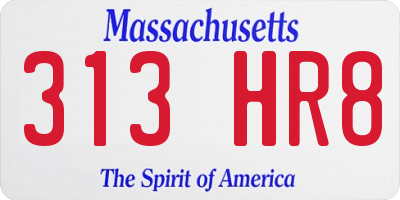 MA license plate 313HR8