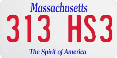 MA license plate 313HS3