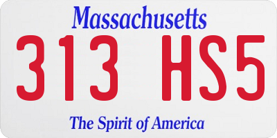 MA license plate 313HS5