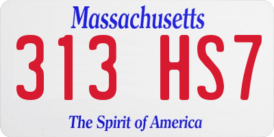 MA license plate 313HS7