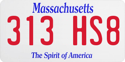 MA license plate 313HS8