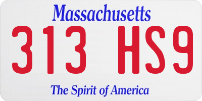 MA license plate 313HS9