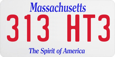 MA license plate 313HT3