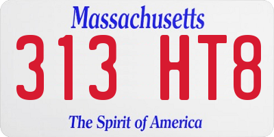 MA license plate 313HT8
