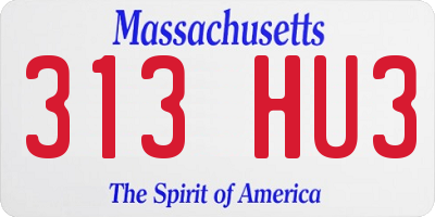 MA license plate 313HU3