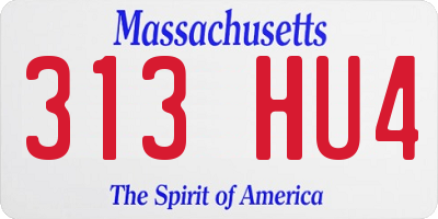 MA license plate 313HU4