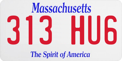 MA license plate 313HU6