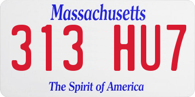 MA license plate 313HU7