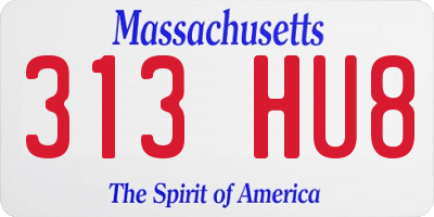 MA license plate 313HU8