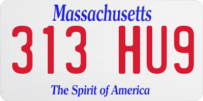MA license plate 313HU9