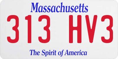 MA license plate 313HV3