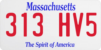 MA license plate 313HV5