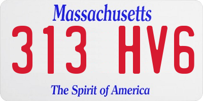 MA license plate 313HV6