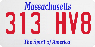 MA license plate 313HV8
