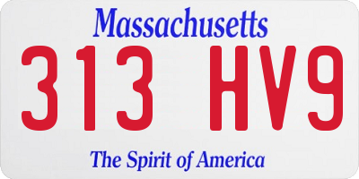 MA license plate 313HV9