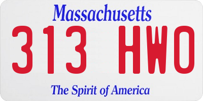 MA license plate 313HW0