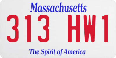 MA license plate 313HW1