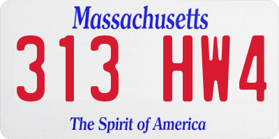 MA license plate 313HW4