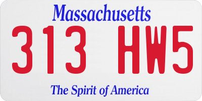 MA license plate 313HW5