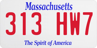 MA license plate 313HW7