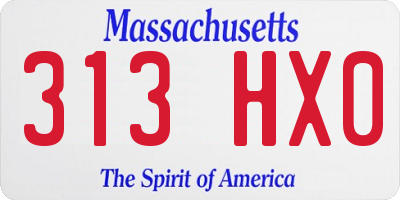 MA license plate 313HX0