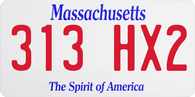 MA license plate 313HX2