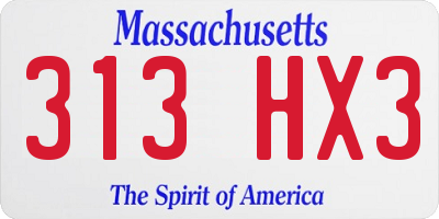 MA license plate 313HX3