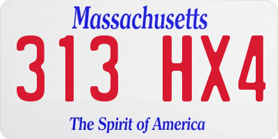 MA license plate 313HX4