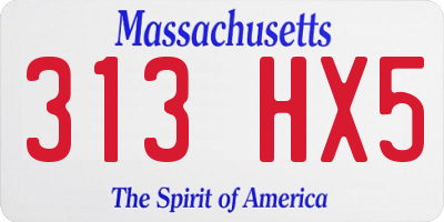 MA license plate 313HX5