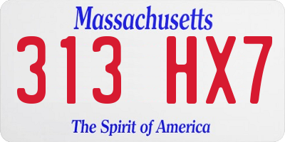 MA license plate 313HX7