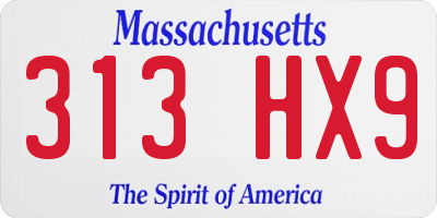 MA license plate 313HX9