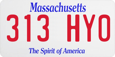 MA license plate 313HY0