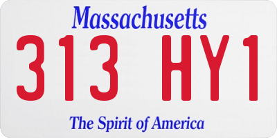 MA license plate 313HY1