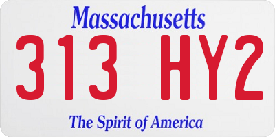MA license plate 313HY2