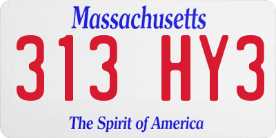 MA license plate 313HY3