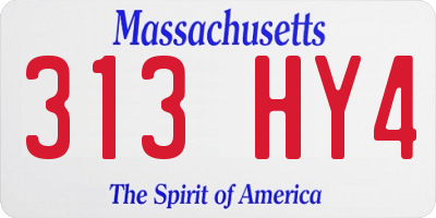 MA license plate 313HY4