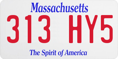 MA license plate 313HY5
