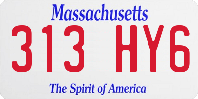 MA license plate 313HY6
