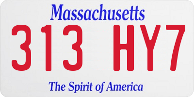 MA license plate 313HY7