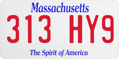 MA license plate 313HY9