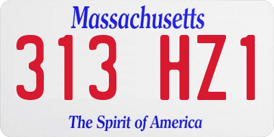 MA license plate 313HZ1