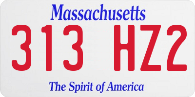 MA license plate 313HZ2
