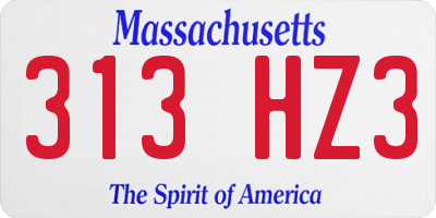 MA license plate 313HZ3