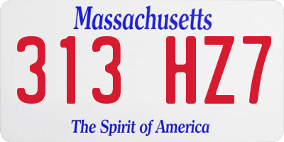MA license plate 313HZ7