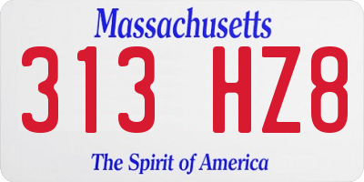 MA license plate 313HZ8