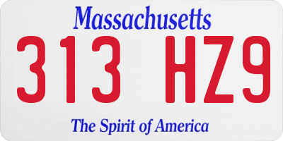 MA license plate 313HZ9